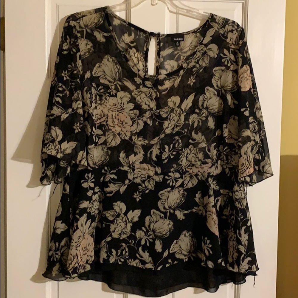 Torrid plus size sheer short sleeve blouse
